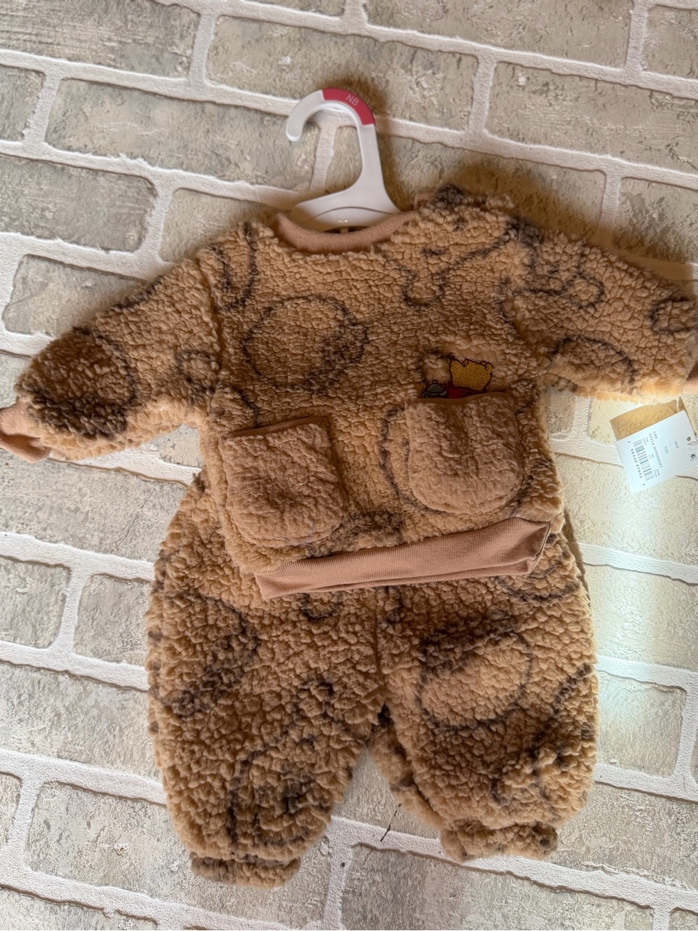 Disney Tan Sherpa Matching Set with Bear Motif
